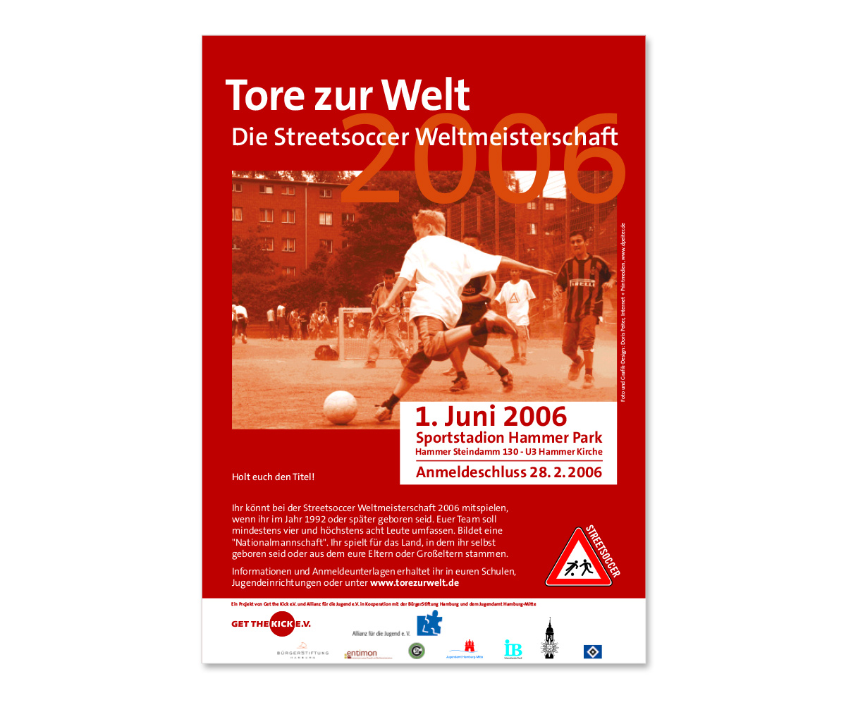 Werbedesign Plakatdesign zur Streetsoccer Weltmeisterschaft von Get the Kick e.V.